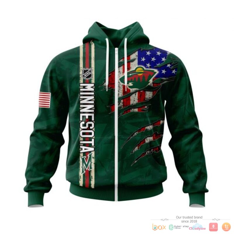 Personalized Minnesota Wild With American Flag 3d shirt, hoodie 2 Personalized Minnesota Wild With American Flag 3d shirt hoodie 1