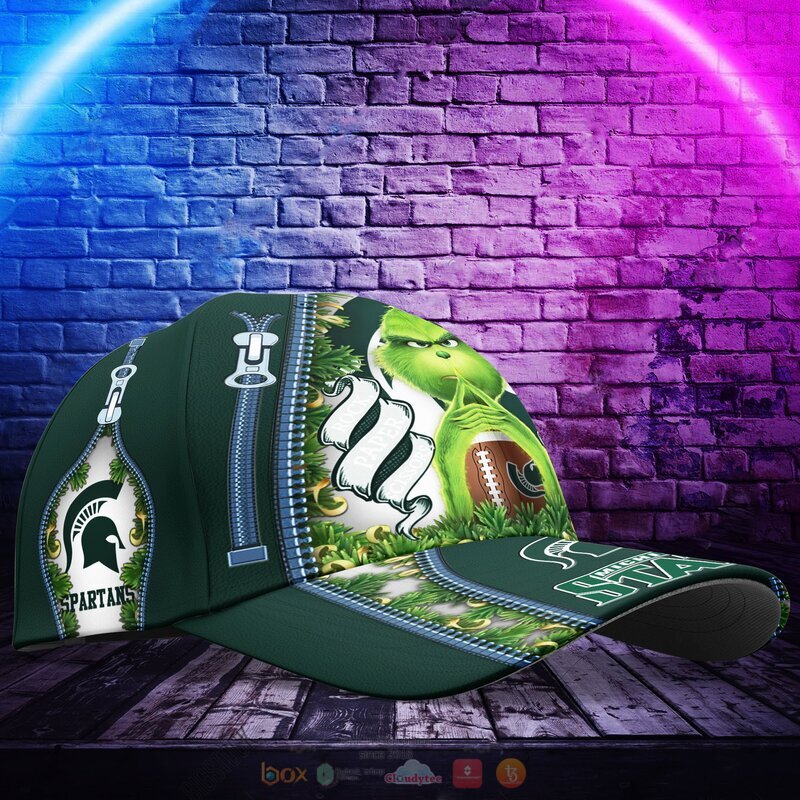 Personalized NCAA Michigan State Spartans The Grinch Cap 3 Personalized NCAA Michigan State Spartans The Grinch Cap 1 2