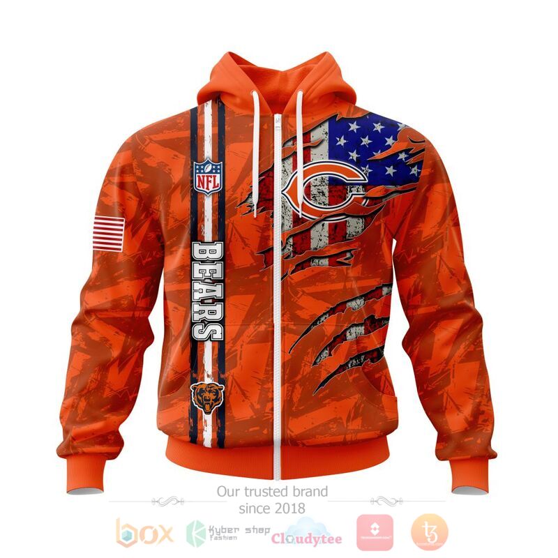 Personalized NFL Chicago Bears American Flag 3d shirt, hoodie 2 Personalized NFL Chicago Bears American Flag 3d shirt hoodie 1