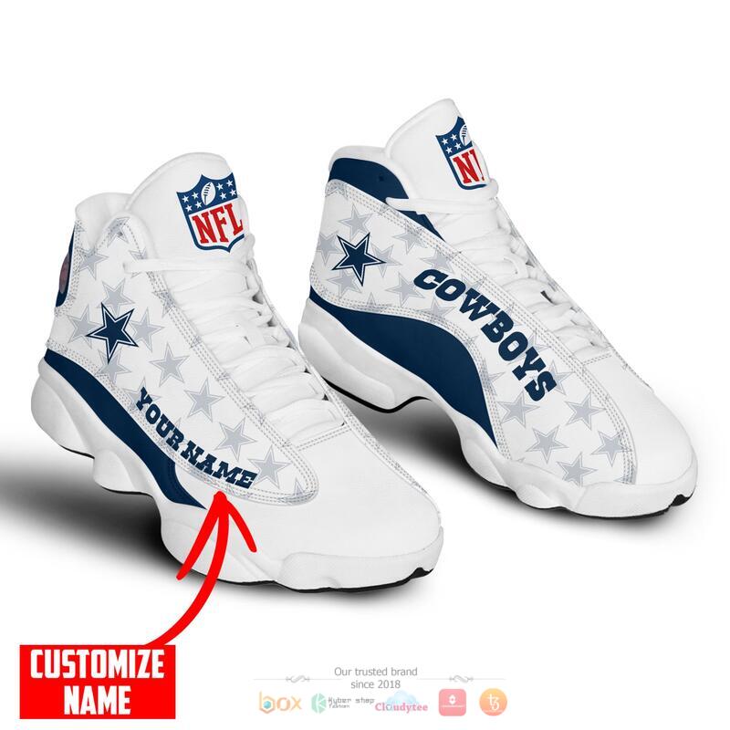 Personalized NFL Dallas Cowboys White Air Jordan 13 Shoes 3 Personalized NFL Dallas Cowboys White Air Jordan 13 Shoes 1 2