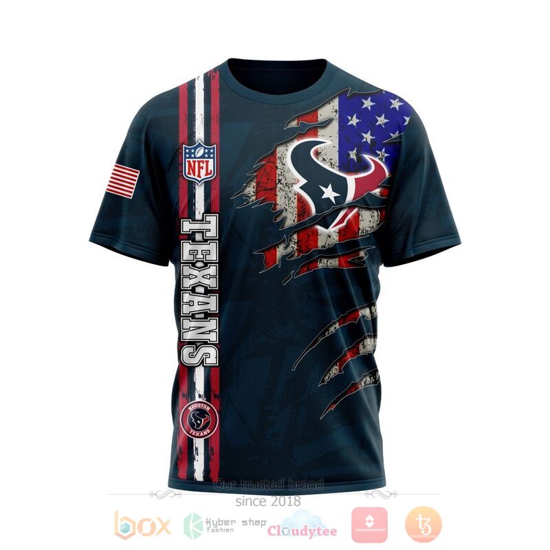 Personalized NFL Houston Texans American Flag 3d shirt hoodie 1 2 3 4 5