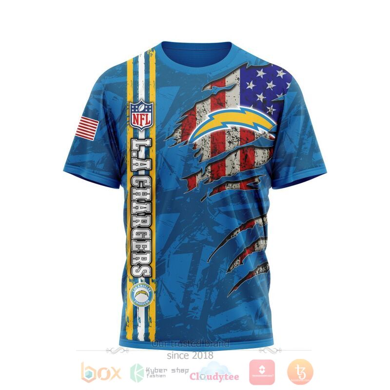 Personalized NFL Los Angeles Chargers American Flag 3d shirt hoodie 1 2 3 4 5