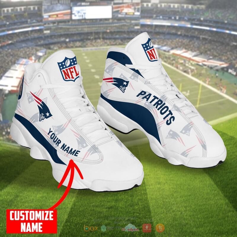 Personalized NFL New England Patriots Air Jordan 13 Shoes 2 Personalized NFL New England Patriots Air Jordan 13 Shoes 1