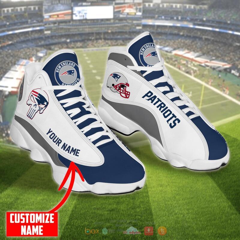Personalized NFL New England Patriots Skull Helmet Air Jordan 13 Shoes