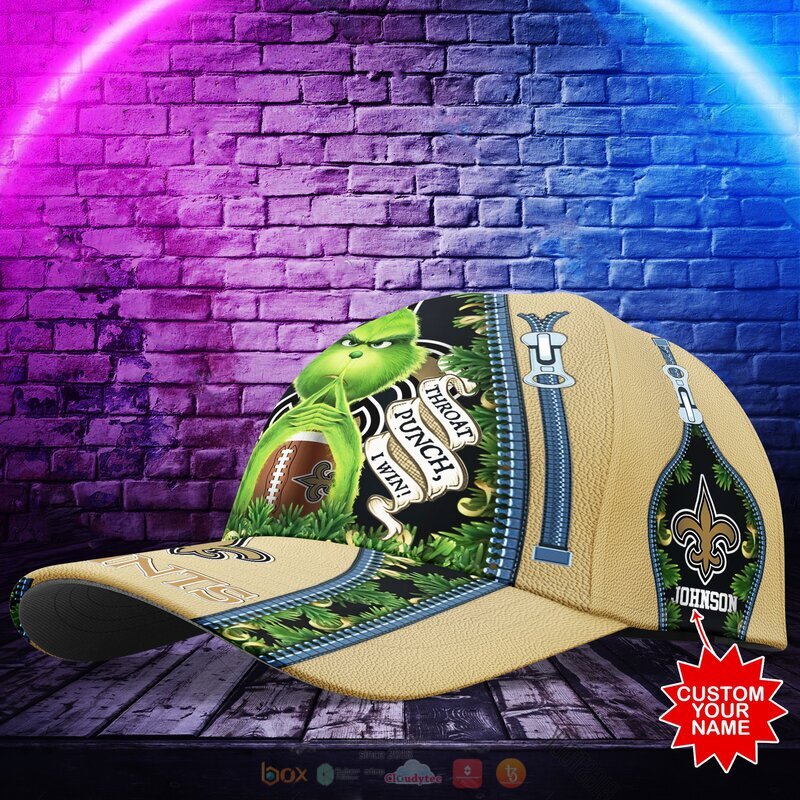 Personalized NFL New Orleans Saints The Grinch Cap 2 Personalized NFL New Orleans Saints The Grinch Cap 1
