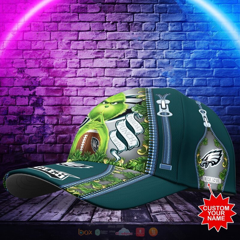 Personalized NFL Philadelphia Eagles The Grinch Cap 2 Personalized NFL Philadelphia Eagles The Grinch Cap 1