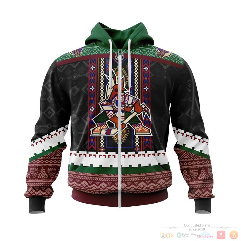 Personalized NHL Arizona Coyotes native American jersey shirt, hoodie 2 Personalized NHL Arizona Coyotes brocade pattern 3d shirt hoodie 1