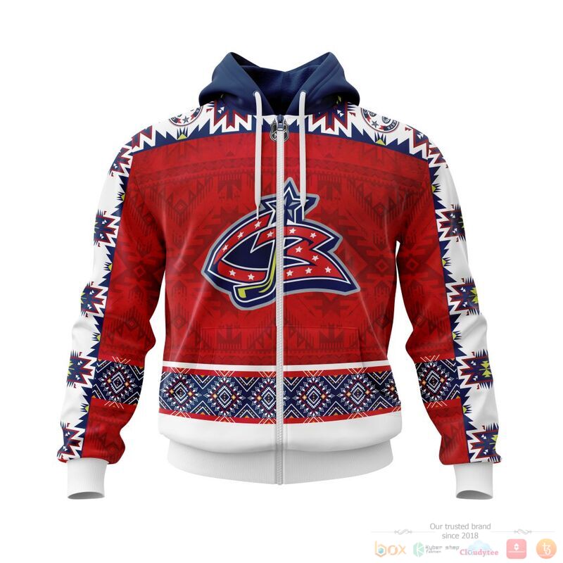 Personalized NHL Columbus Blue Jackets native American jersey shirt, hoodie 2 Personalized NHL Columbus Blue Jackets brocade pattern 3d shirt hoodie 1