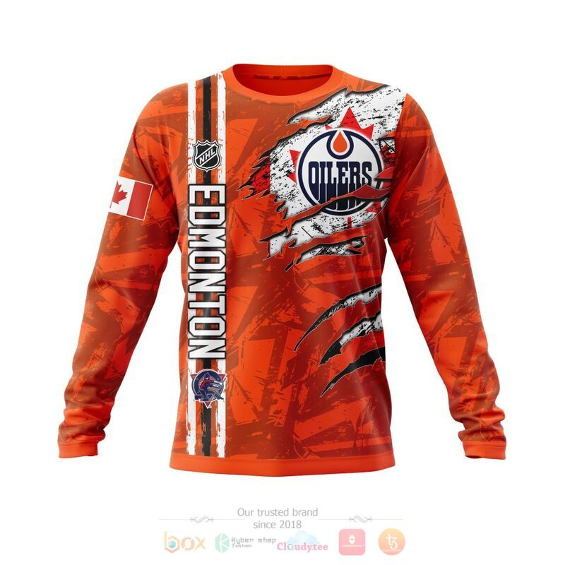 Personalized NHL Edmonton Oilers Canada flag 3d shirt, hoodie 4 Personalized NHL Edmonton Oilers Canada flag 3d shirt hoodie 1 2 3