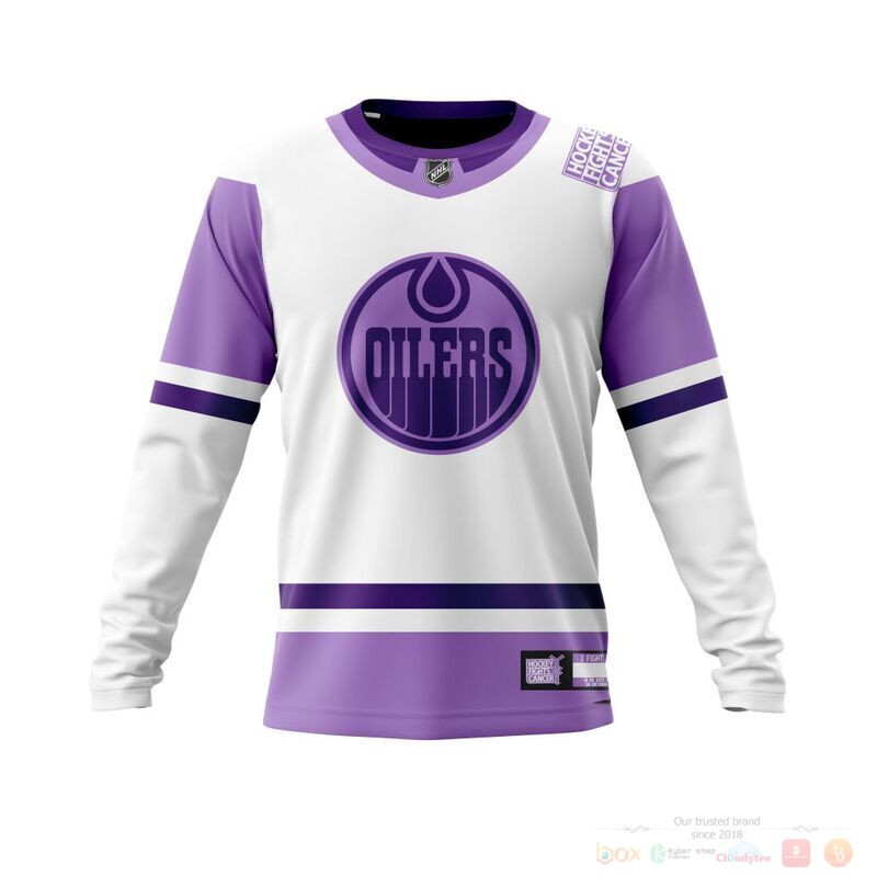 Personalized NHL Edmonton Oilers Fights Cancer 3d shirt hoodie 1 2 3 4