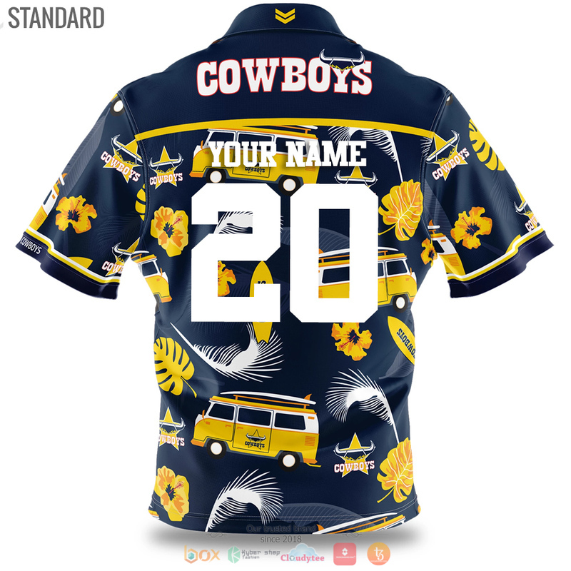 Personalized North Queensland Cowboys tropical bus Hawaiian shirt 3 Personalized North Queensland Cowboys tropical bus Hawaiian shirt 1 2
