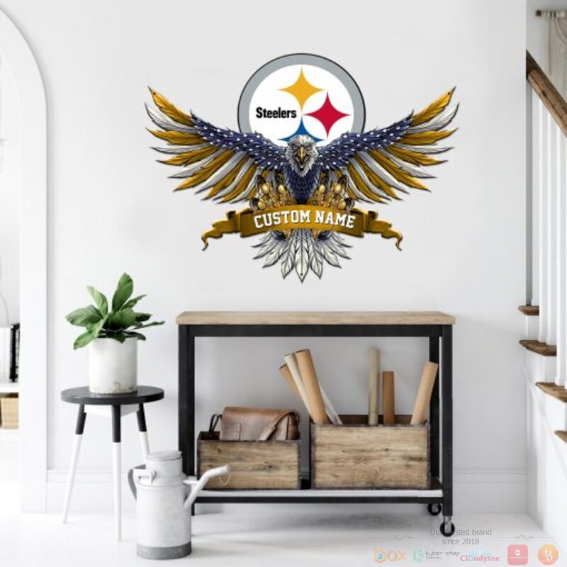 Personalized Pittsburgh Steelers NFL Eagle American Flag Custom Metal Sign