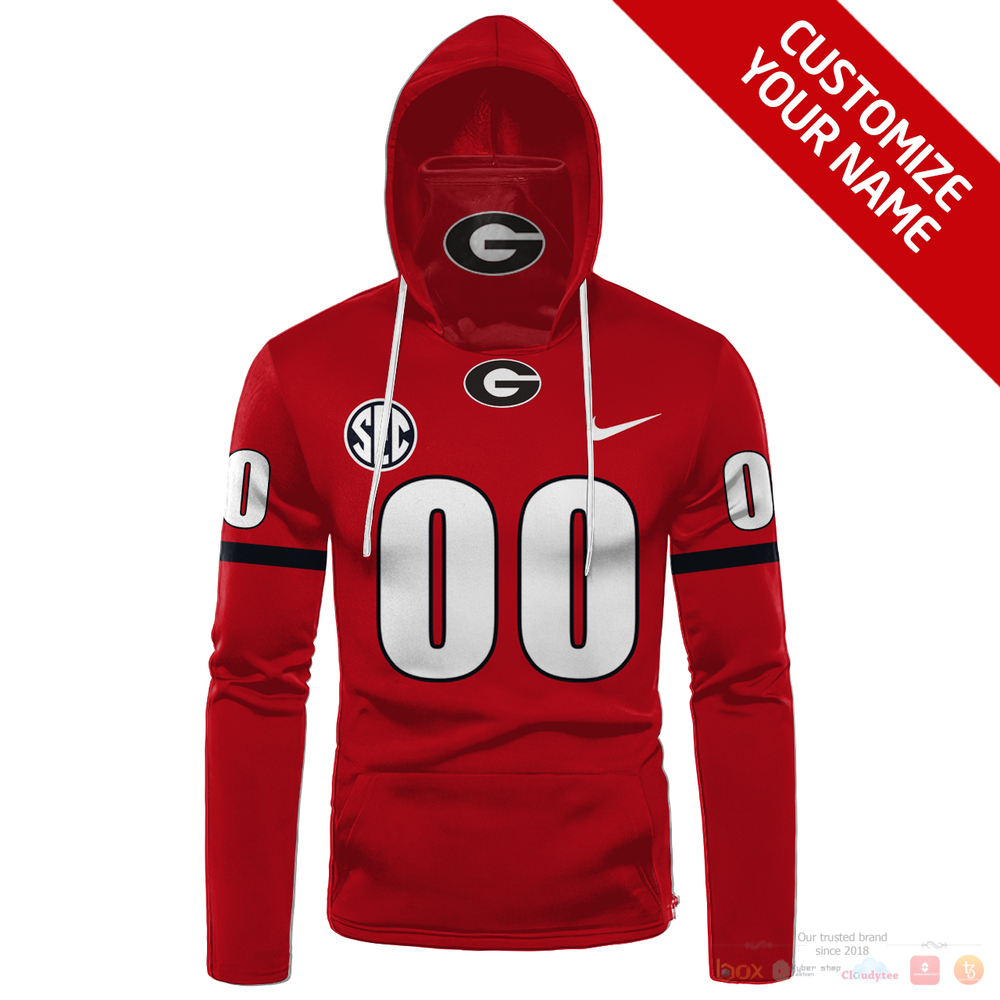 Personalized SEC Georgia Bulldogs red custom 3d hoodie mask 3 Personalized SEC Georgia Bulldogs red custom hoodie mask 1 2