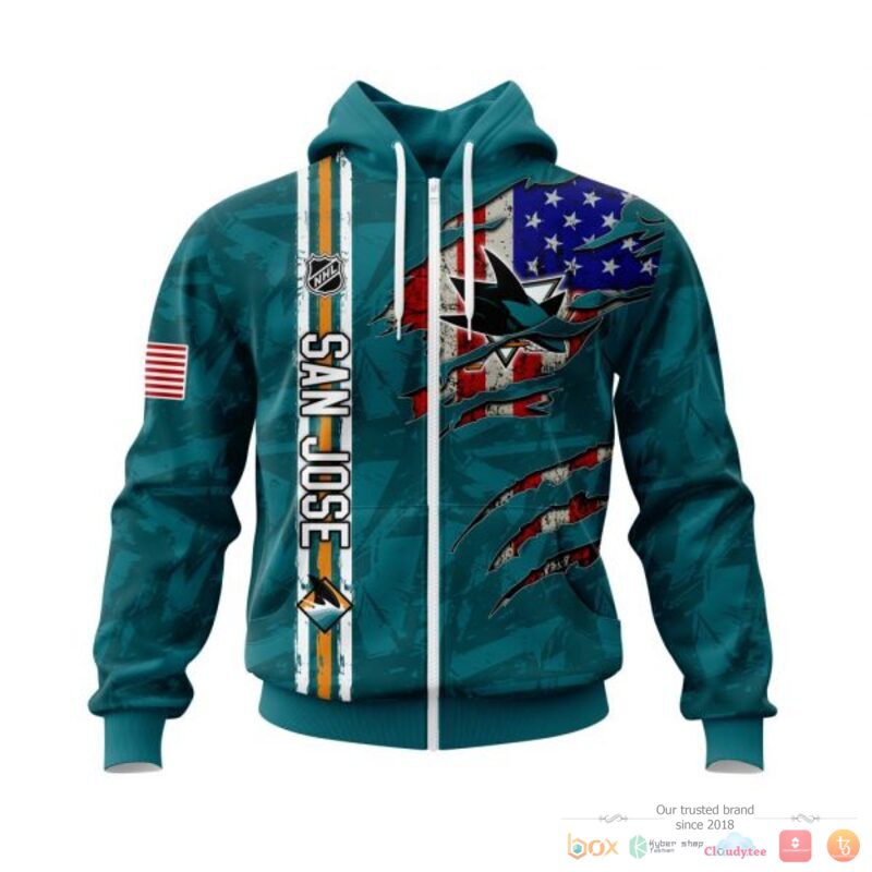 Personalized San Jose Sharks With American Flag 3d shirt, hoodie 2 Personalized San Jose Sharks With American Flag 3d shirt hoodie 1
