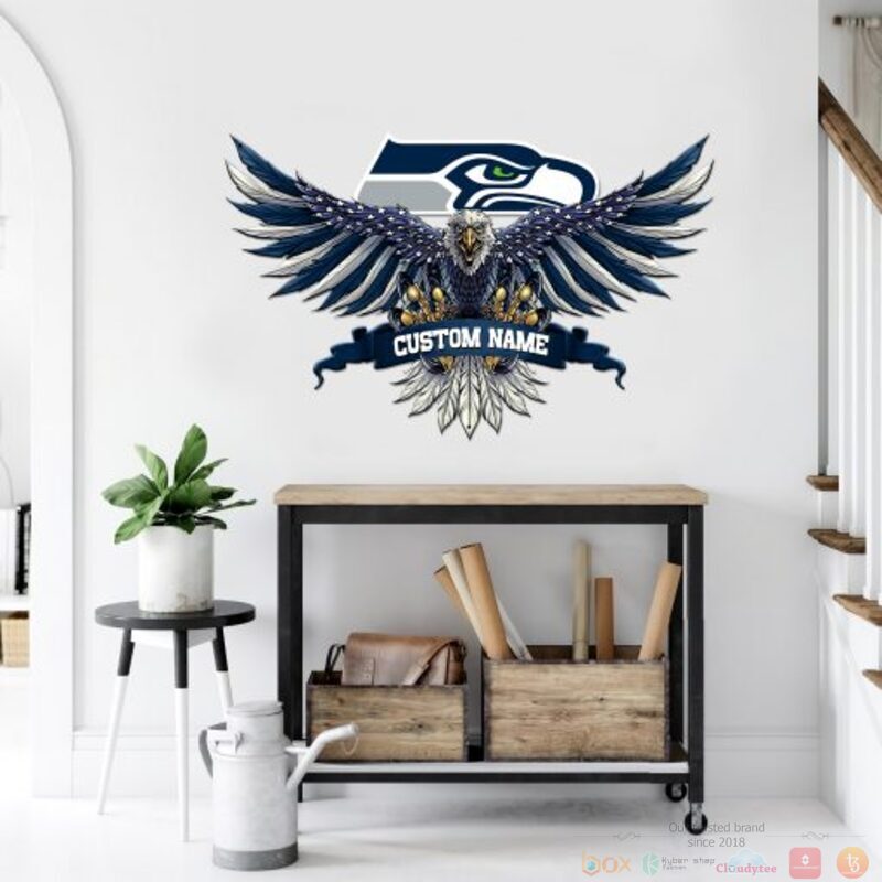 Personalized Seattle Seahawks NFL Eagle American Flag Custom Metal Sign