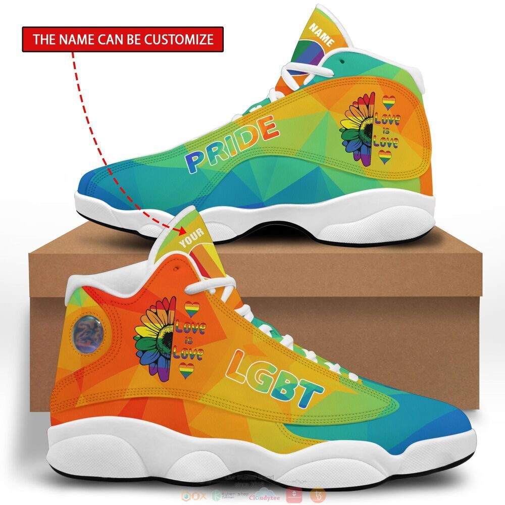 Personalized Sunflowers LGBT Love is Love custom Air Jordan 13 shoes 1 2