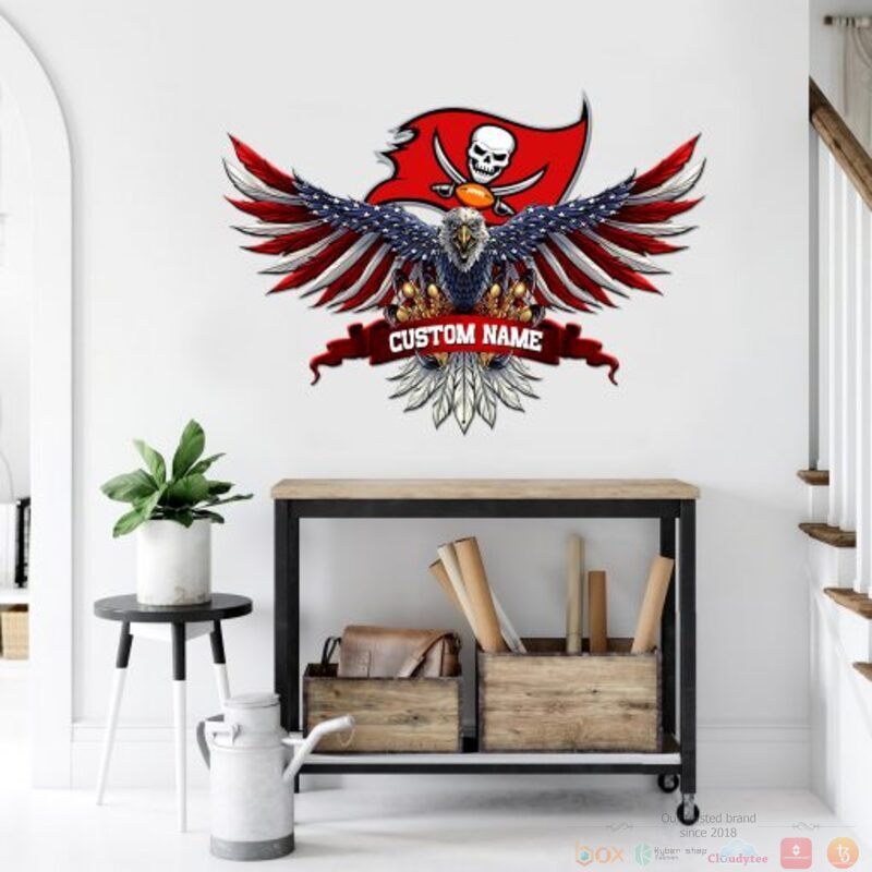 Personalized Tampa Bay Buccaneers NFL Eagle American Flag Custom Metal Sign