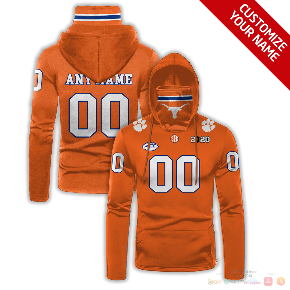 Personalized Texas Longhorns Clemson Tigers ACC custom hoodie mask