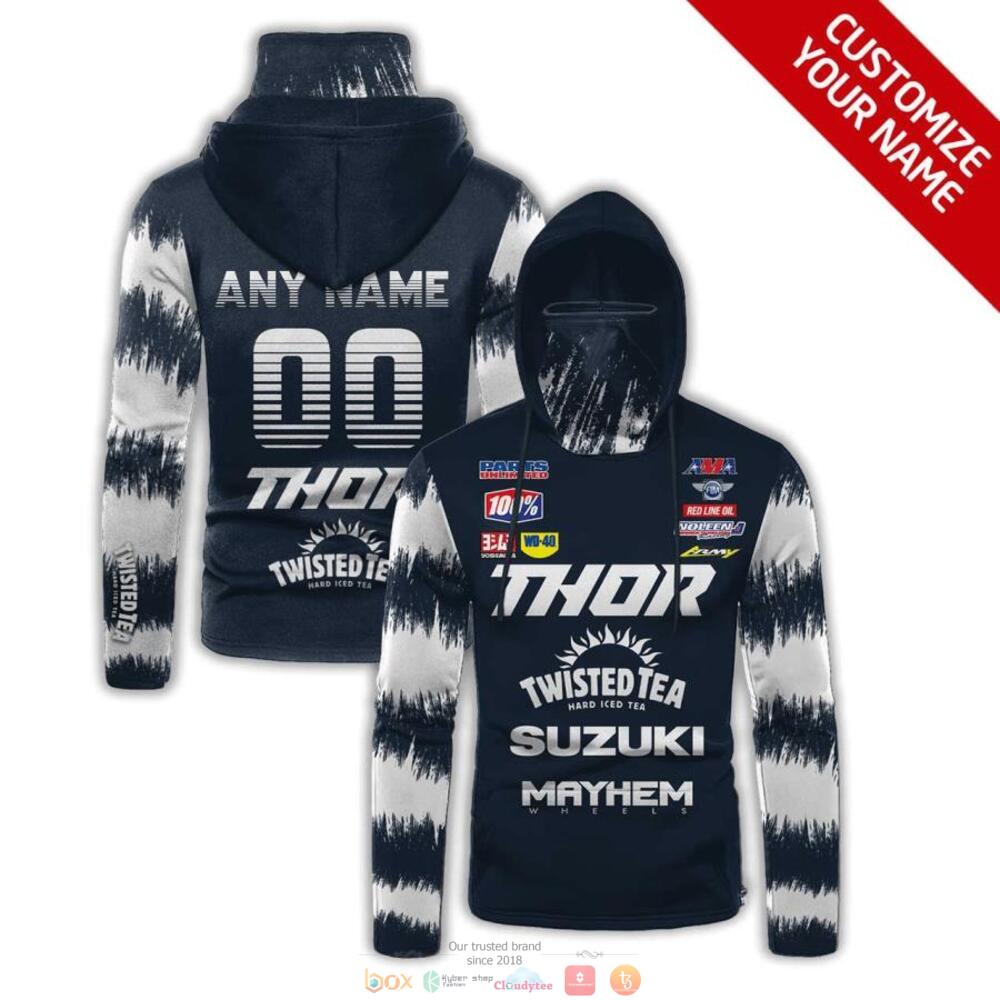 Personalized Thor Twisted Tea Suzuki Mayhem blue custom hoodie mask