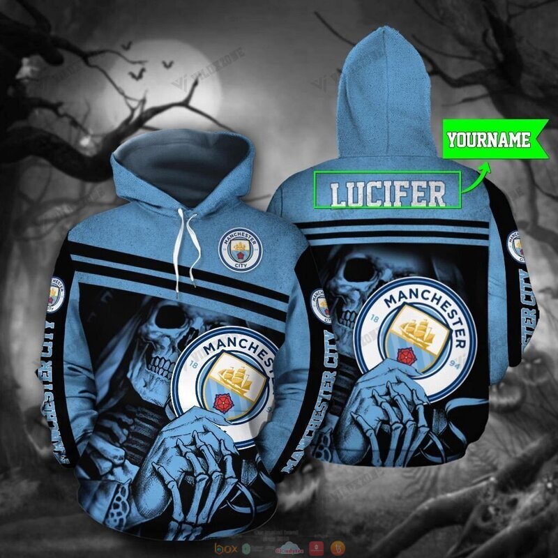 NEW Personalzied Manchester City FC skull custom jersey shirt, hoodie 2 Personalzied Manchester City FC skull custom 3d shirt hoodie 1