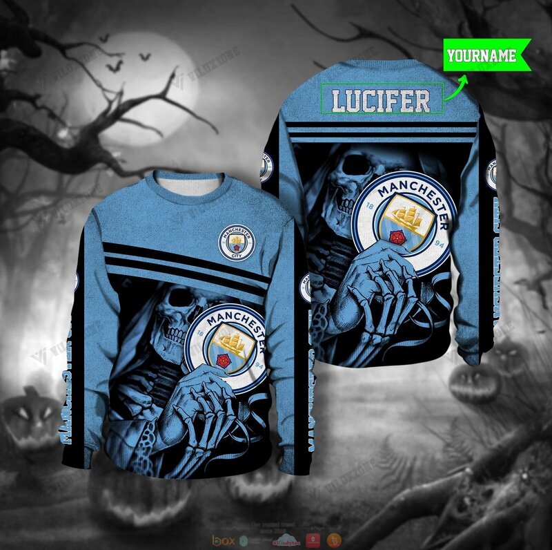 NEW Personalzied Manchester City FC skull custom jersey shirt, hoodie 4 Personalzied Manchester City FC skull custom 3d shirt hoodie 1 2 3