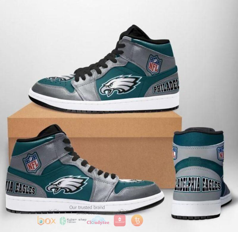 Philadelphia Eagles NFL Football Blue Black Team Air Jordan High Top Shoes 3 Philadelphia Eagles NFL Football Blue Black Team Air Jordan High Top Shoes 1 2