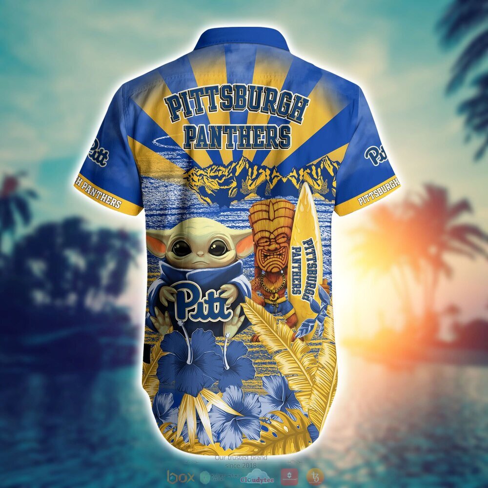 Pittsburgh Panthers Baby Yoda NCAA Hawaiian Shirt, Shorts 3 Pittsburgh Panthers NCAA Baby Yoda Hawaiian Shirt Shorts 1 2