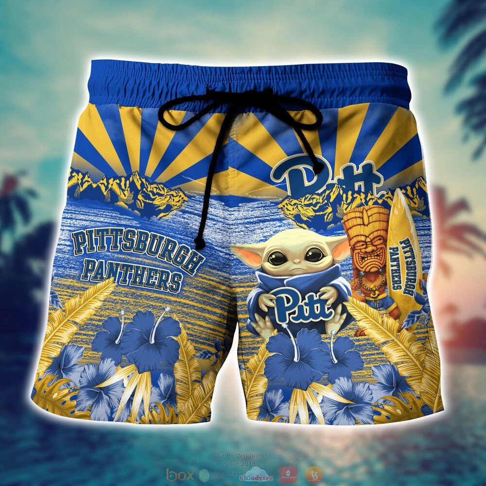 Pittsburgh Panthers Baby Yoda NCAA Hawaiian Shirt, Shorts 4 Pittsburgh Panthers NCAA Baby Yoda Hawaiian Shirt Shorts 1 2 3