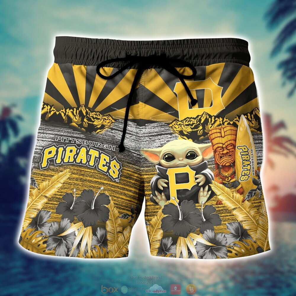 Pittsburgh Pirates Baby Yoda MLB Hawaiian Shirt, Shorts 4 Pittsburgh Pirates MLB Baby Yoda Hawaiian Shirt Shorts 1 2 3