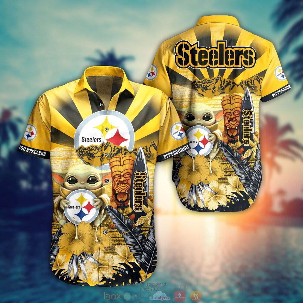 Pittsburgh Steelers Baby Yoda NFL Hawaiian Shirt, Shorts 8 Pittsburgh Steelers NFL Baby Yoda Hawaiian Shirt Shorts