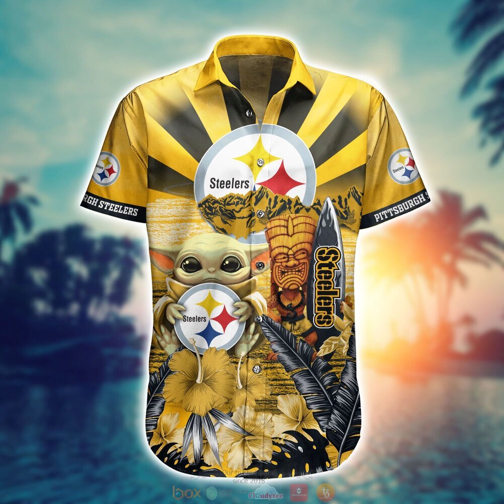 Pittsburgh Steelers Baby Yoda NFL Hawaiian Shirt, Shorts 2 Pittsburgh Steelers NFL Baby Yoda Hawaiian Shirt Shorts 1
