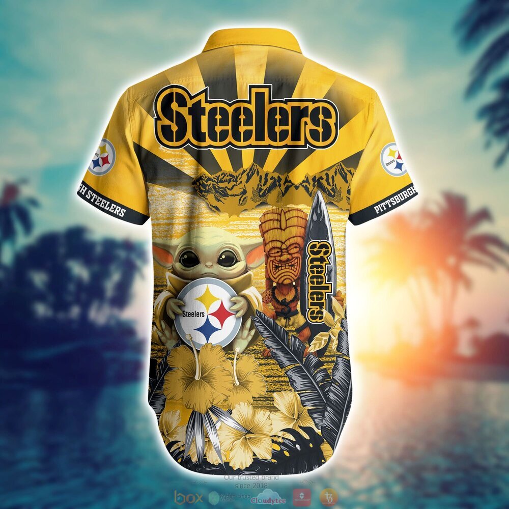 Pittsburgh Steelers Baby Yoda NFL Hawaiian Shirt, Shorts 3 Pittsburgh Steelers NFL Baby Yoda Hawaiian Shirt Shorts 1 2