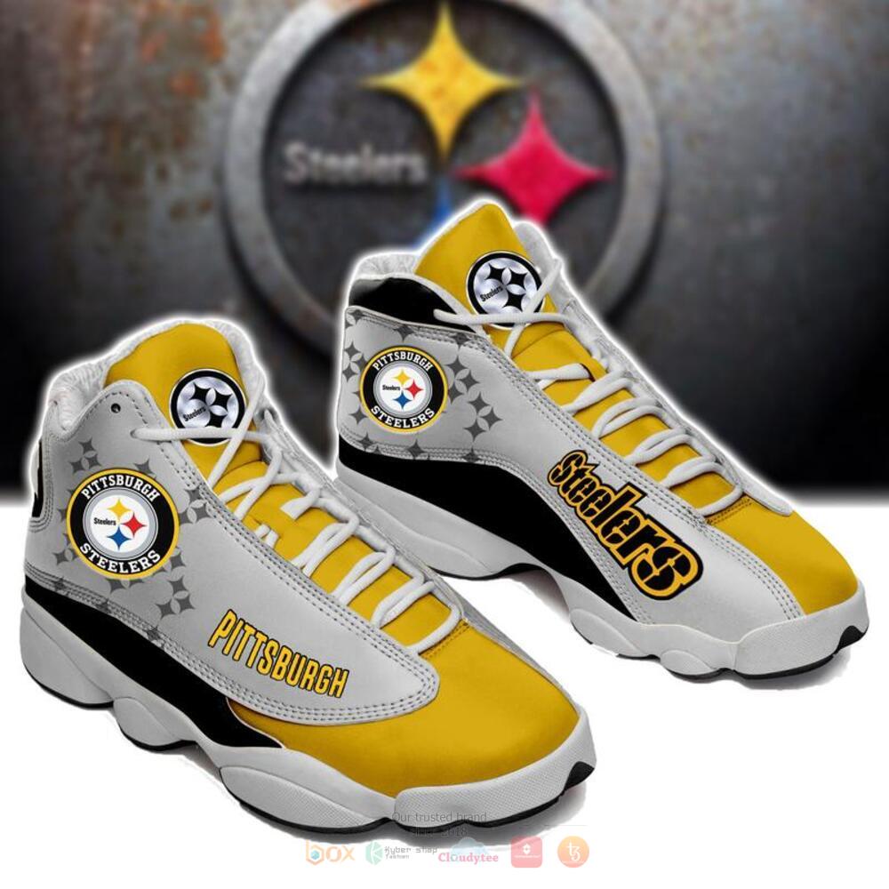 Pittsburgh Steelers NFL yellow grey Air Jordan 13 sneaker shoes 1 Pittsburgh Steelers NFL yellow grey Air Jordan 13 shoes
