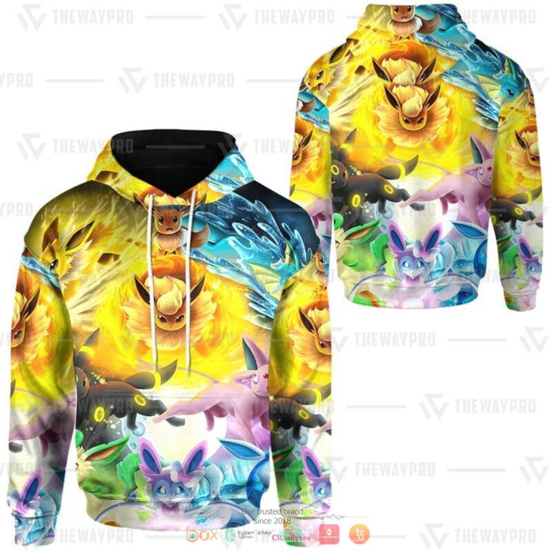 Pokemon Eevee Colorful 3d full printed hoodie 5 Pokemon Eevee Colorful 3d full printed hoodie