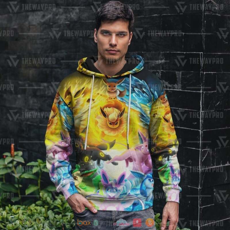 Pokemon Eevee Colorful 3d full printed hoodie 2 Pokemon Eevee Colorful 3d full printed hoodie 1