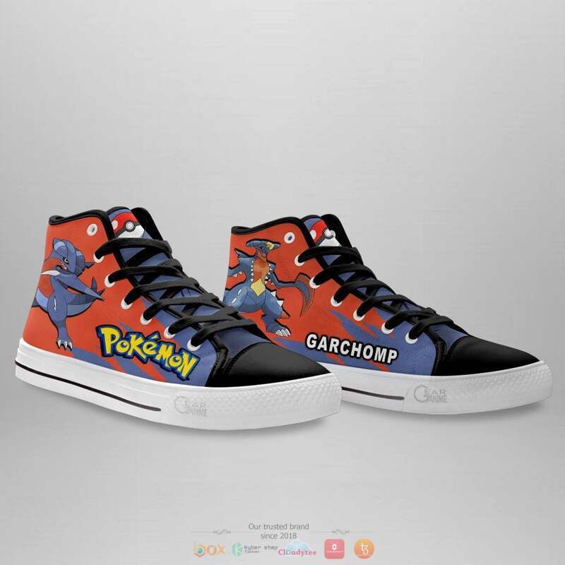 Pokemon Garchomp high top canvas shoes 3 Pokemon Garchomp canvas high top shoes 1 2
