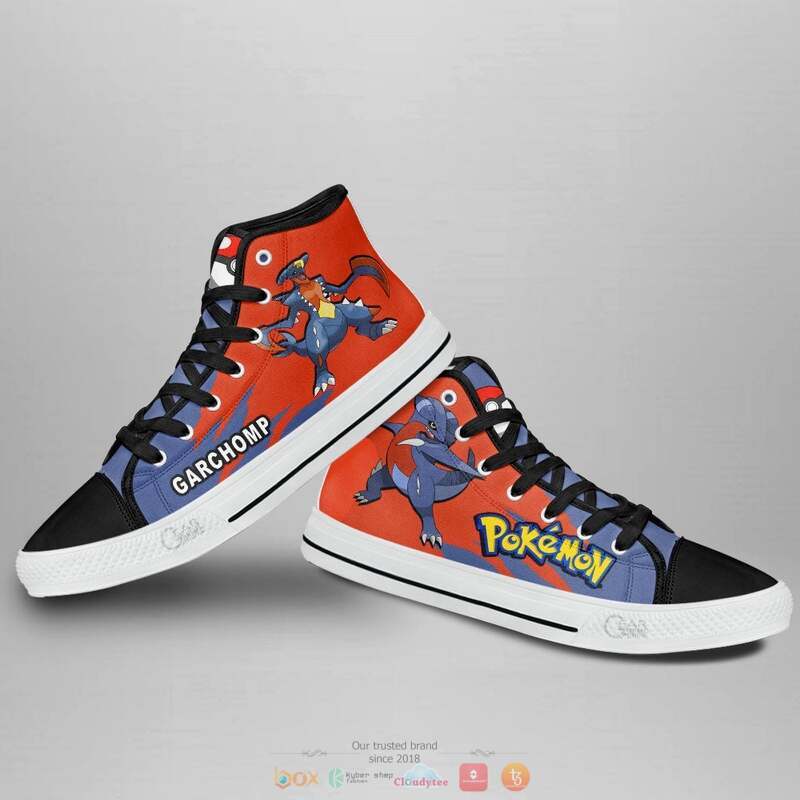 Pokemon Garchomp high top canvas shoes 4 Pokemon Garchomp canvas high top shoes 1 2 3