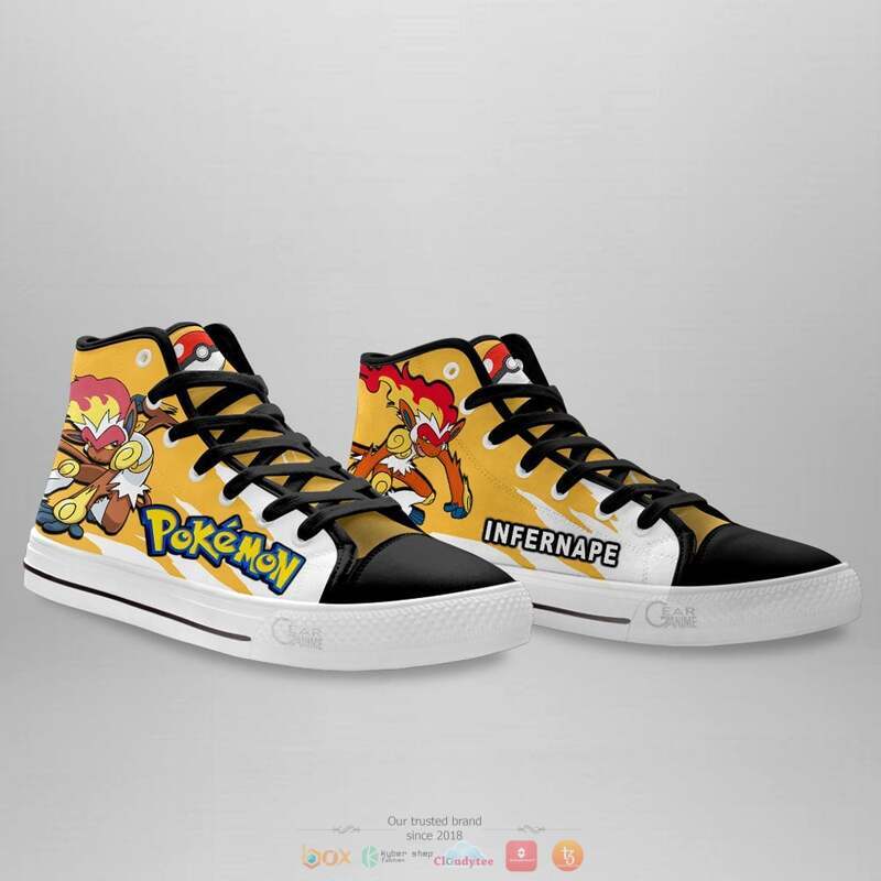 Pokemon Infernape high top canvas shoes 4 Pokemon Infernape canvas high top shoes 1 2 3