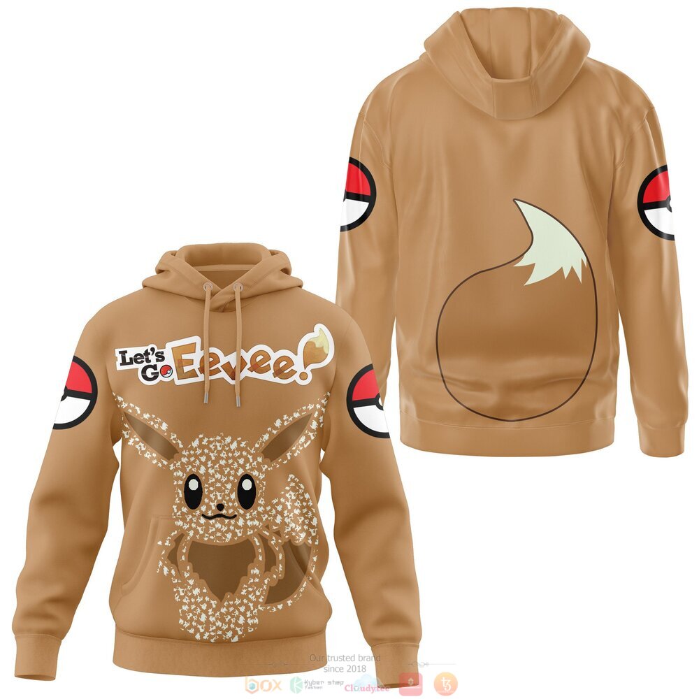 Pokemon Let's go Eevee 3d shirt, hoodie 2 Pokemon Lets go Eevee 3d shirt hoodie 1
