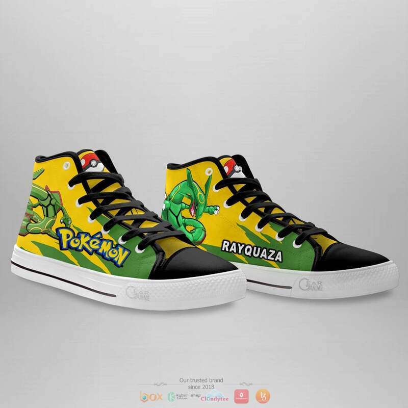 Pokemon Rayquaza high top canvas shoes 3 Pokemon Rayquaza canvas high top shoes 1 2