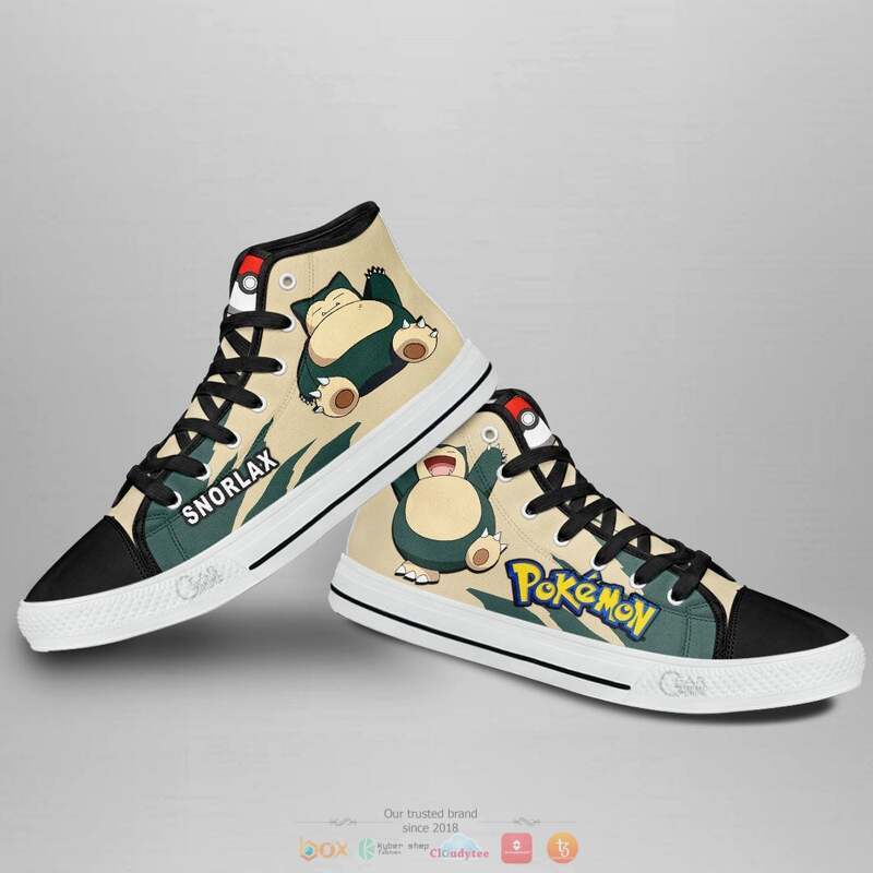 Pokemon Snorlax high top canvas shoes 3 Pokemon Snorlax canvas high top shoes 1 2