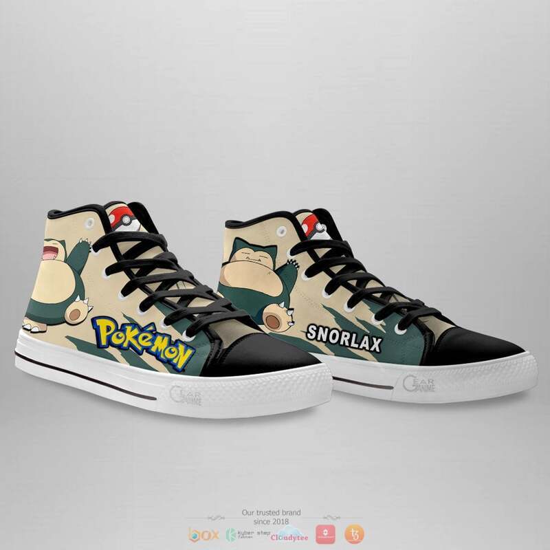 Pokemon Snorlax high top canvas shoes 4 Pokemon Snorlax canvas high top shoes 1 2 3