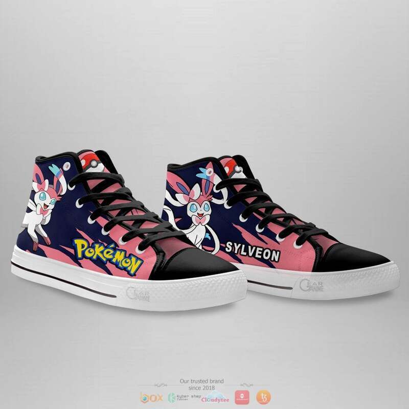 Pokemon Sylveon high top canvas shoes 3 Pokemon Sylveon canvas high top shoes 1 2