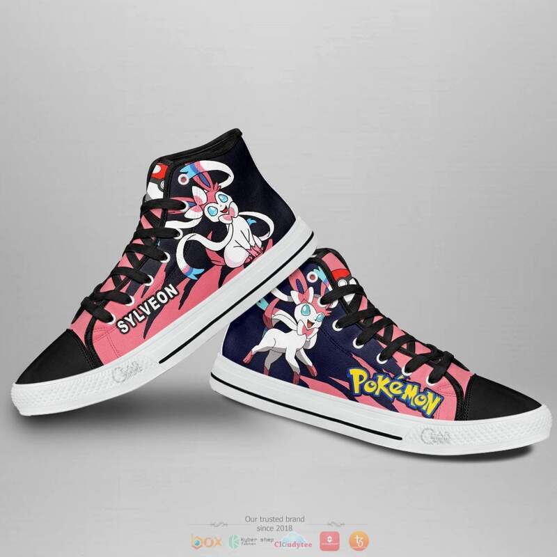 Pokemon Sylveon high top canvas shoes 4 Pokemon Sylveon canvas high top shoes 1 2 3