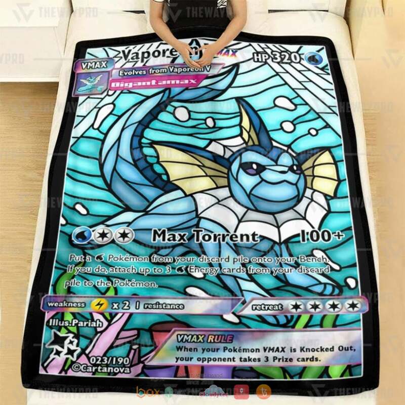 Pokemon Vaporeon Hybrid Vmax Stain Glass Blanket 1 Pokemon Vaporeon Hybrid Vmax Stain Glass Blanket