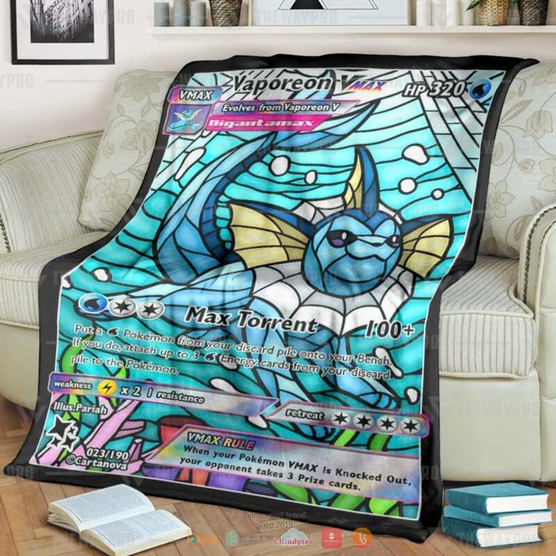 Pokemon Vaporeon Hybrid Vmax Stain Glass Blanket 3 Pokemon Vaporeon Hybrid Vmax Stain Glass Blanket 1 2