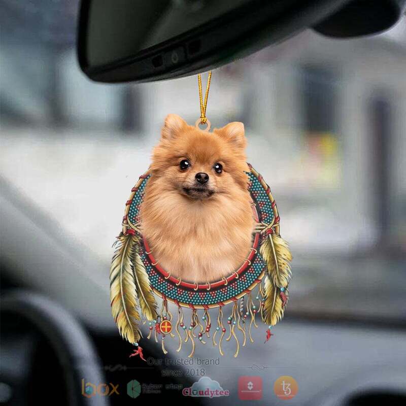 Pomeranian In Dreamcatcher Car Ornament