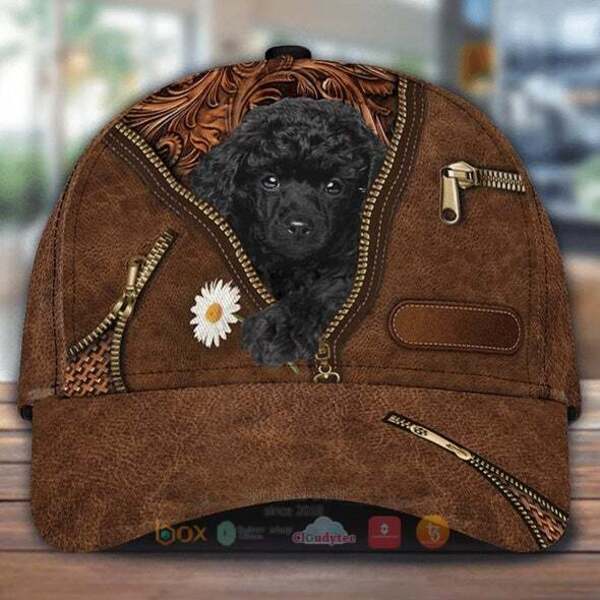 Poodle Holding Daisy Cap Hat