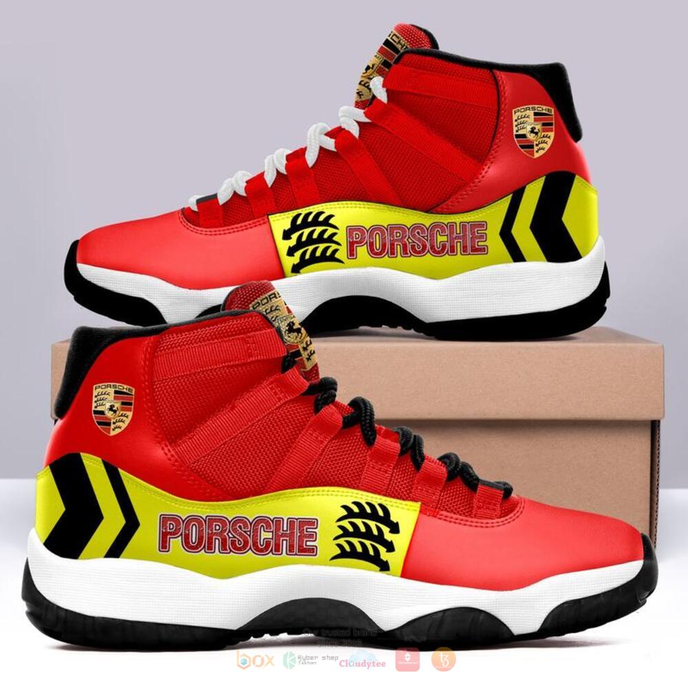 Porsche red yellow Air Jordan 11 shoes
