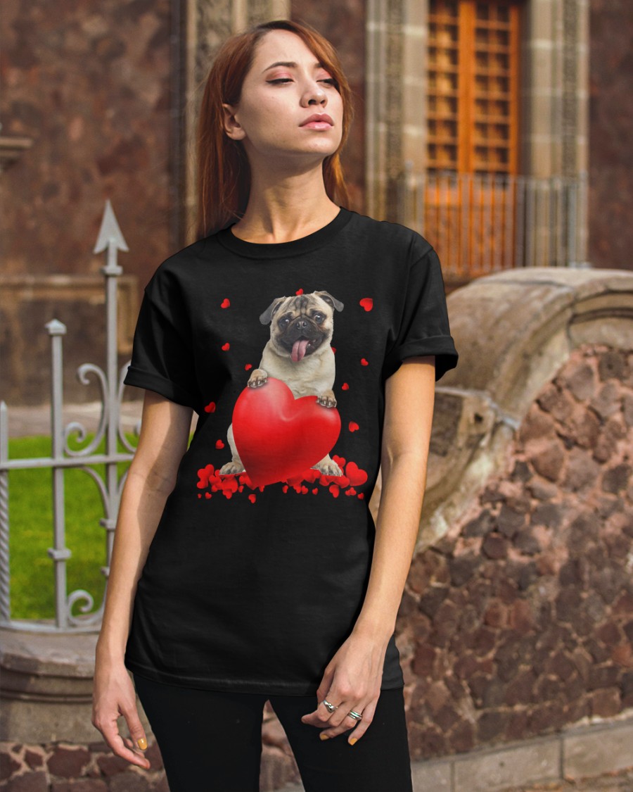 Pug Valentine Hearts shirt hoodie 3